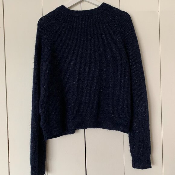 Chic Navy Blue Cardigan – Gold Buttons – Size S (Best for M) - Picture 2 of 4